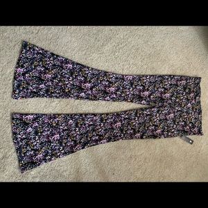 Multi colored flared leggings.